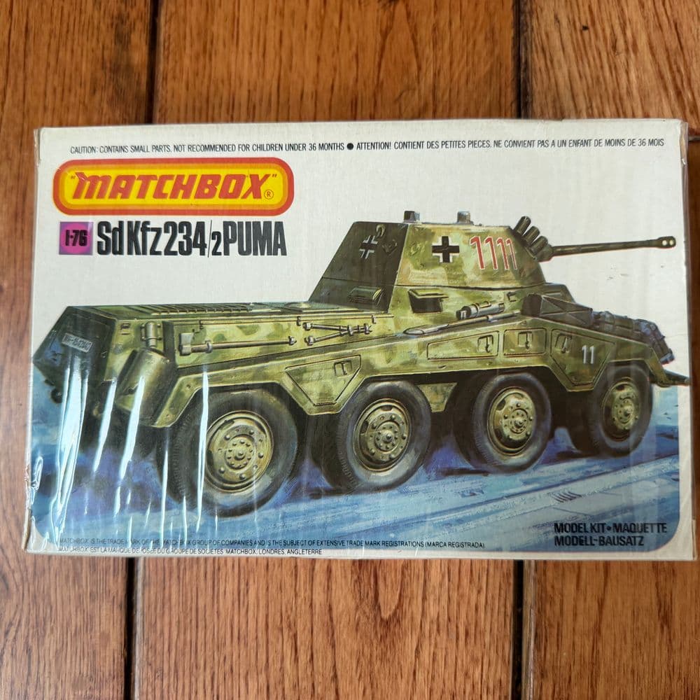 Vintage Matchbox model kit Sd Kfz234 2 PUMA 1:76 1/76 scale